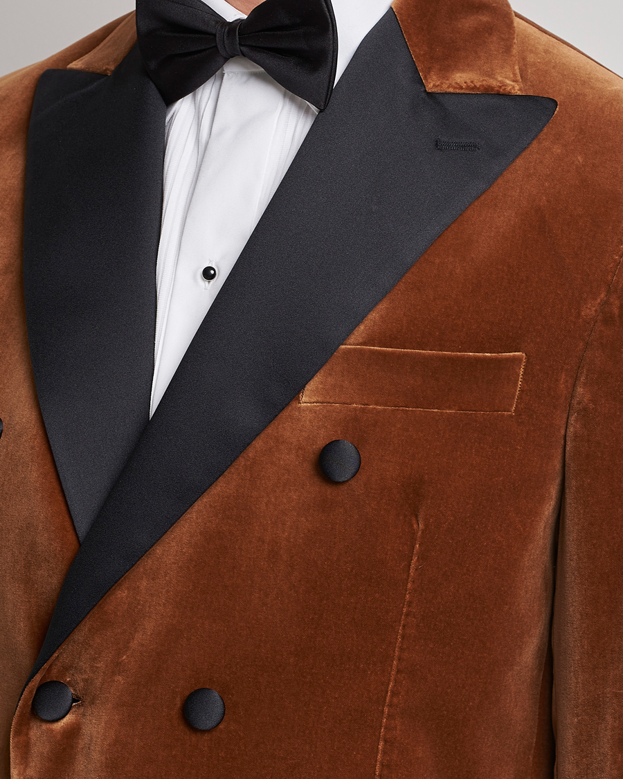 Hombres | Blazers | Oscar Jacobson | Farris Tuxedo Velvet DB Blazer Brown