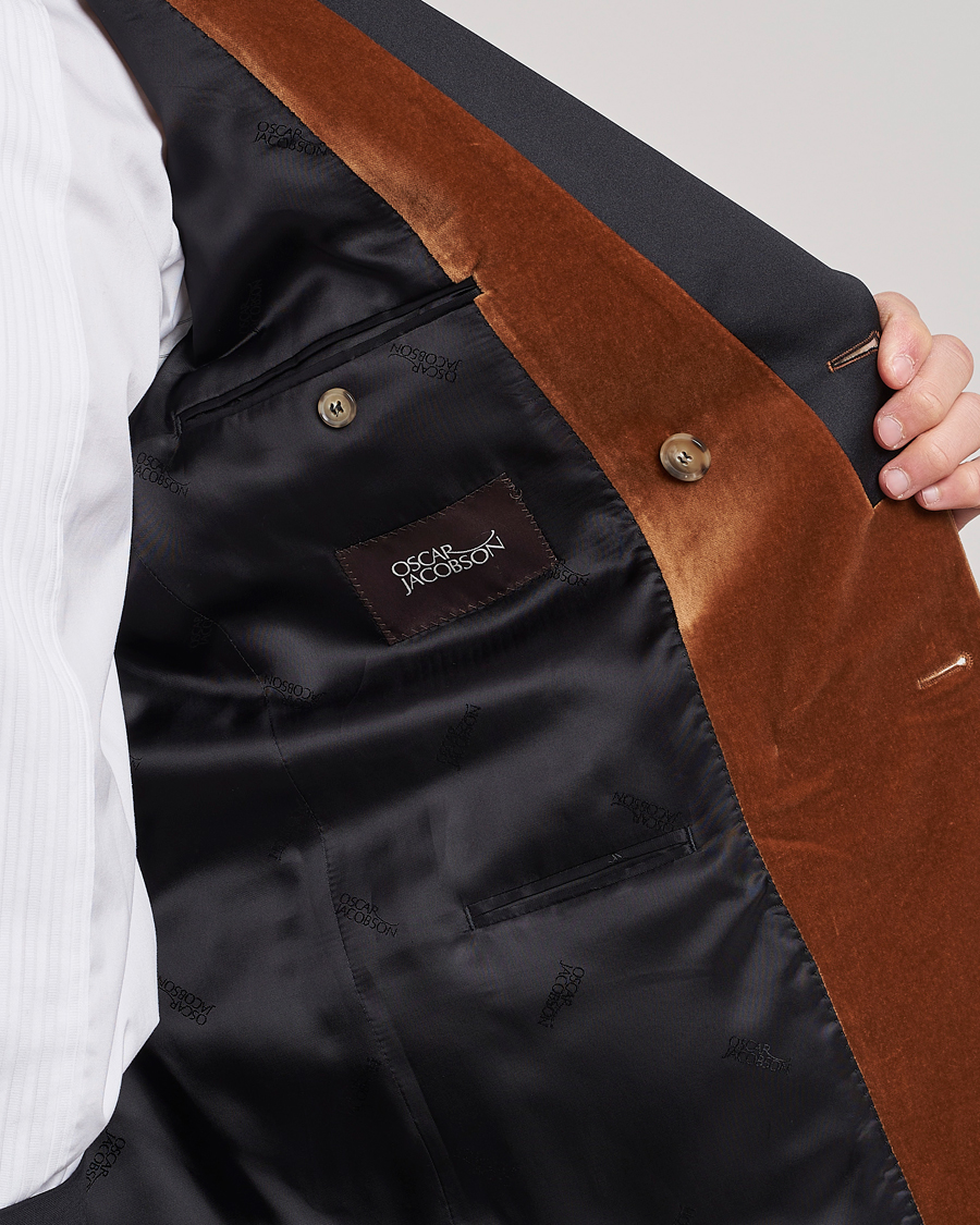 Hombres | Blazers | Oscar Jacobson | Farris Tuxedo Velvet DB Blazer Brown