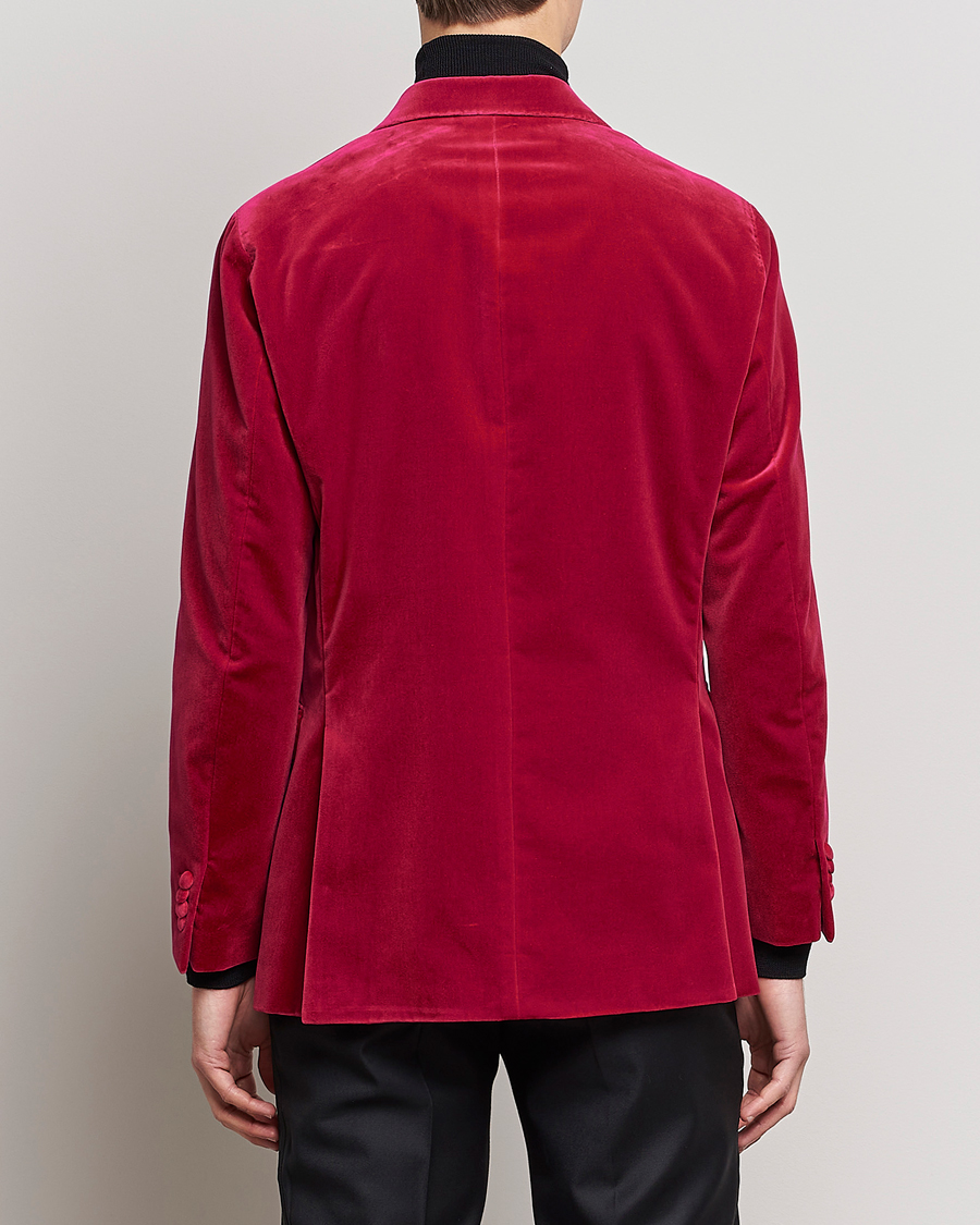 Hombres | Blazers | Oscar Jacobson | Farris Double Breasted Velvet Blazer Pink Berries