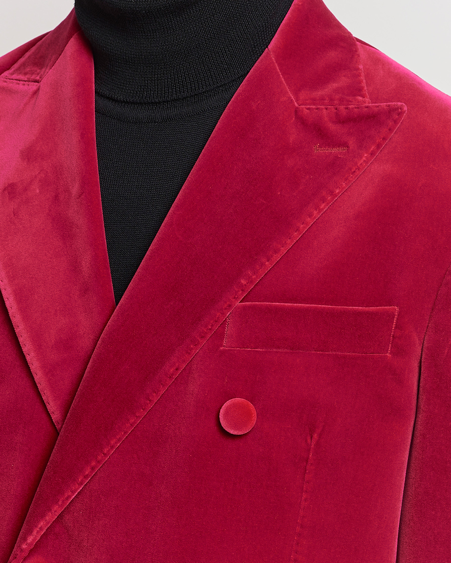 Hombres | Blazers | Oscar Jacobson | Farris Double Breasted Velvet Blazer Pink Berries