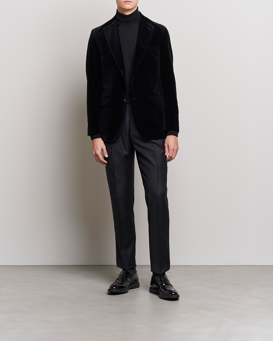 Hombres | Blazers | Oscar Jacobson | Fogerty Velvet Blazer Black