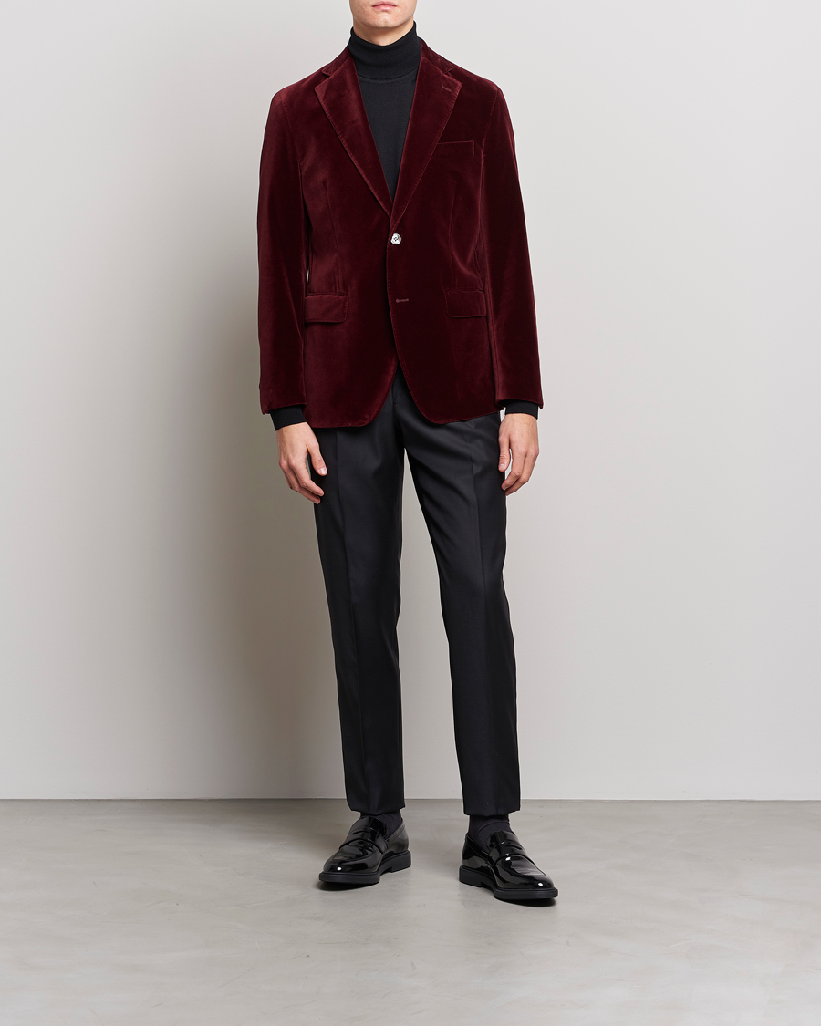 Hombres | Blazers | Oscar Jacobson | Fogerty Velvet Blazer Wine