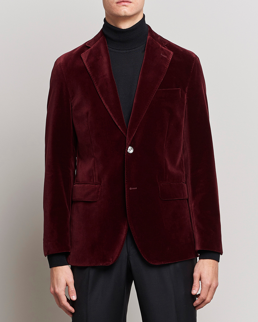 Hombres | Blazers | Oscar Jacobson | Fogerty Velvet Blazer Wine