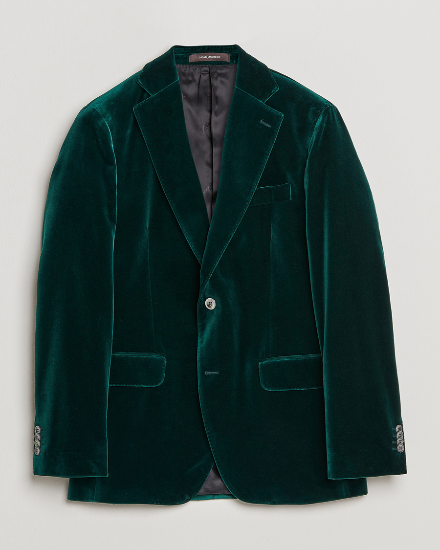 Hombres | Blazers | Oscar Jacobson | Fogerty Velvet Blazer Green