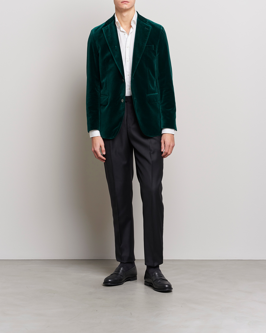 Hombres | Blazers | Oscar Jacobson | Fogerty Velvet Blazer Green