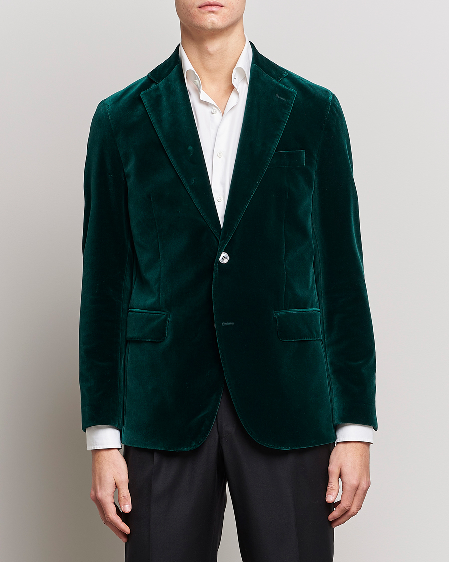 Hombres | Blazers | Oscar Jacobson | Fogerty Velvet Blazer Green
