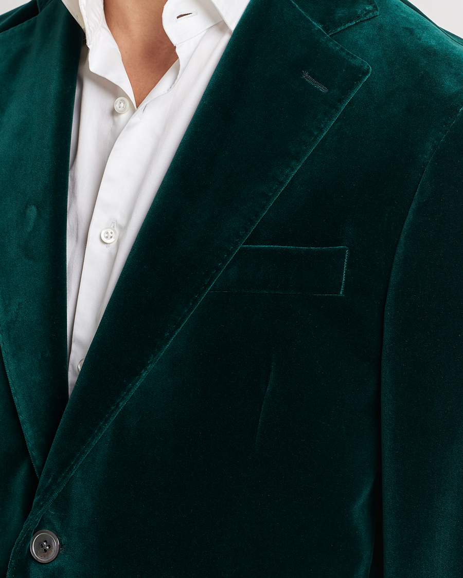 Hombres | Blazers | Oscar Jacobson | Fogerty Velvet Blazer Green