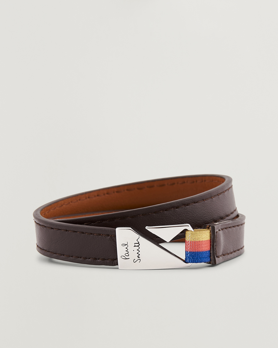 Hombres | Paul Smith Leather Hook Wrap Bracelet Brown | Paul Smith | Leather Hook Wrap Bracelet Brown