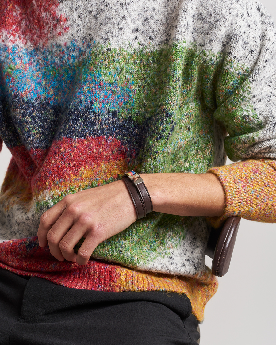 Hombres | Paul Smith Leather Hook Wrap Bracelet Brown | Paul Smith | Leather Hook Wrap Bracelet Brown