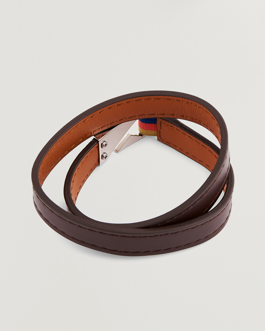 Hombres | Paul Smith Leather Hook Wrap Bracelet Brown | Paul Smith | Leather Hook Wrap Bracelet Brown