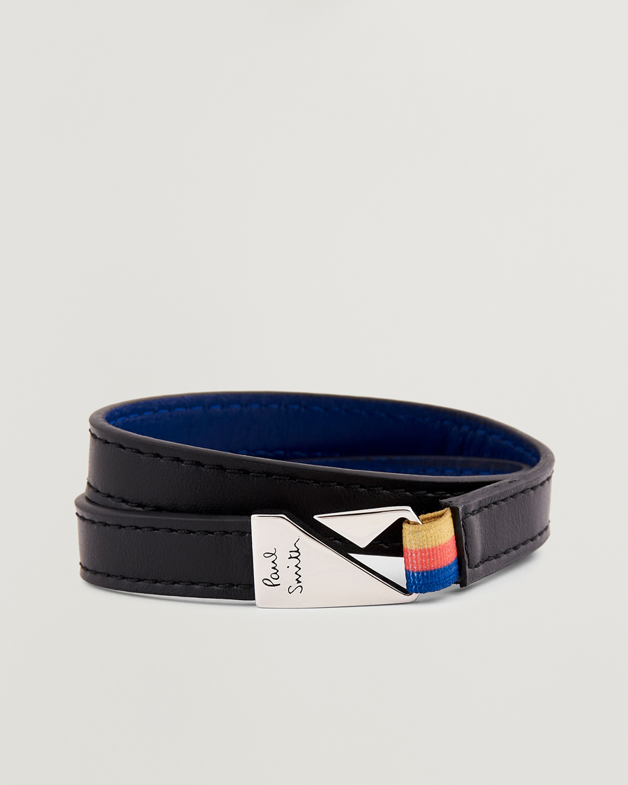 Hombres | Paul Smith Leather Hook Wrap Bracelet Black | Paul Smith | Leather Hook Wrap Bracelet Black