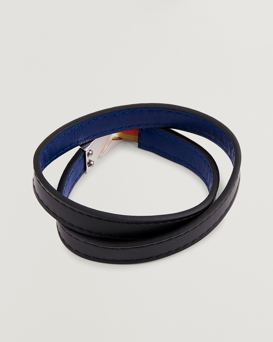 Hombres | Paul Smith Leather Hook Wrap Bracelet Black | Paul Smith | Leather Hook Wrap Bracelet Black