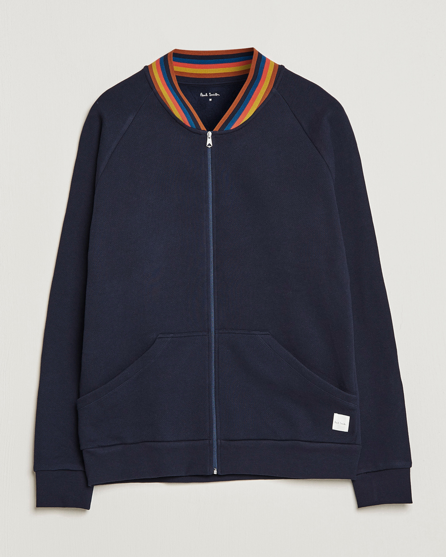 Hombres | Paul Smith Bright Stripe Sweat Full Zip Navy | Paul Smith | Bright Stripe Sweat Full Zip Navy