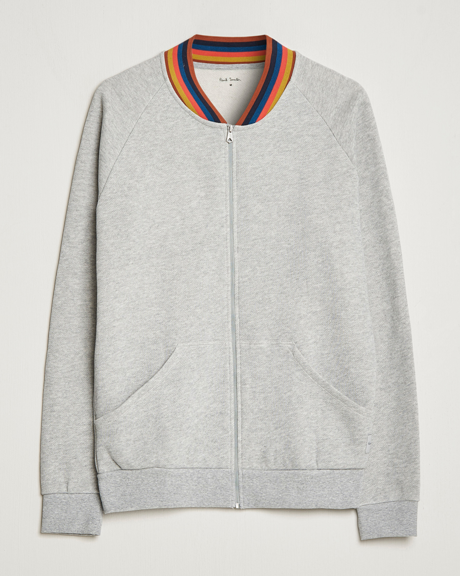Hombres | Paul Smith Bright Stripe Sweat Full Zip Grey | Paul Smith | Bright Stripe Sweat Full Zip Grey