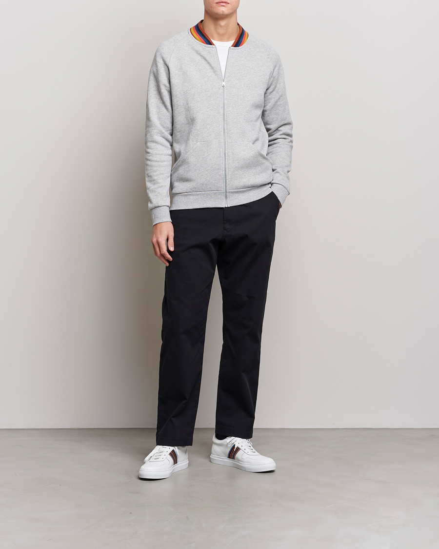 Hombres | Paul Smith Bright Stripe Sweat Full Zip Grey | Paul Smith | Bright Stripe Sweat Full Zip Grey