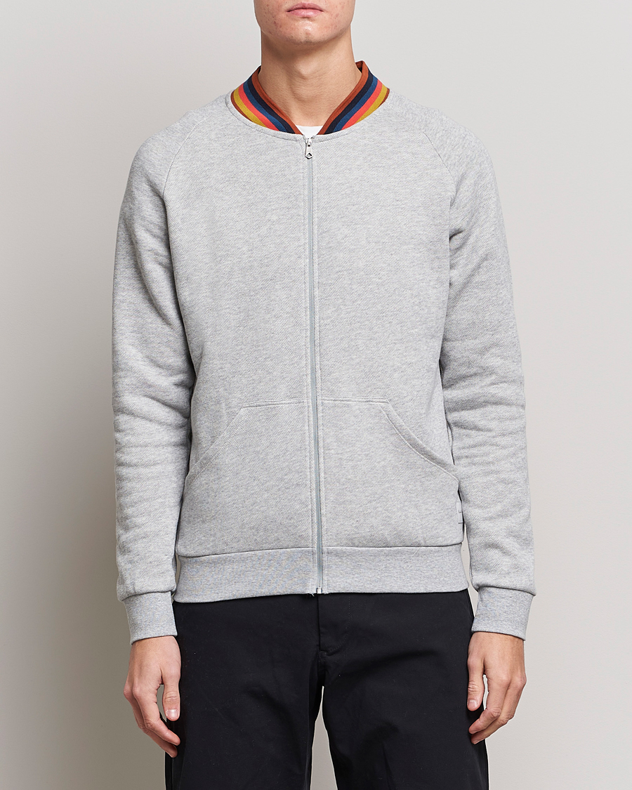 Hombres | Paul Smith Bright Stripe Sweat Full Zip Grey | Paul Smith | Bright Stripe Sweat Full Zip Grey