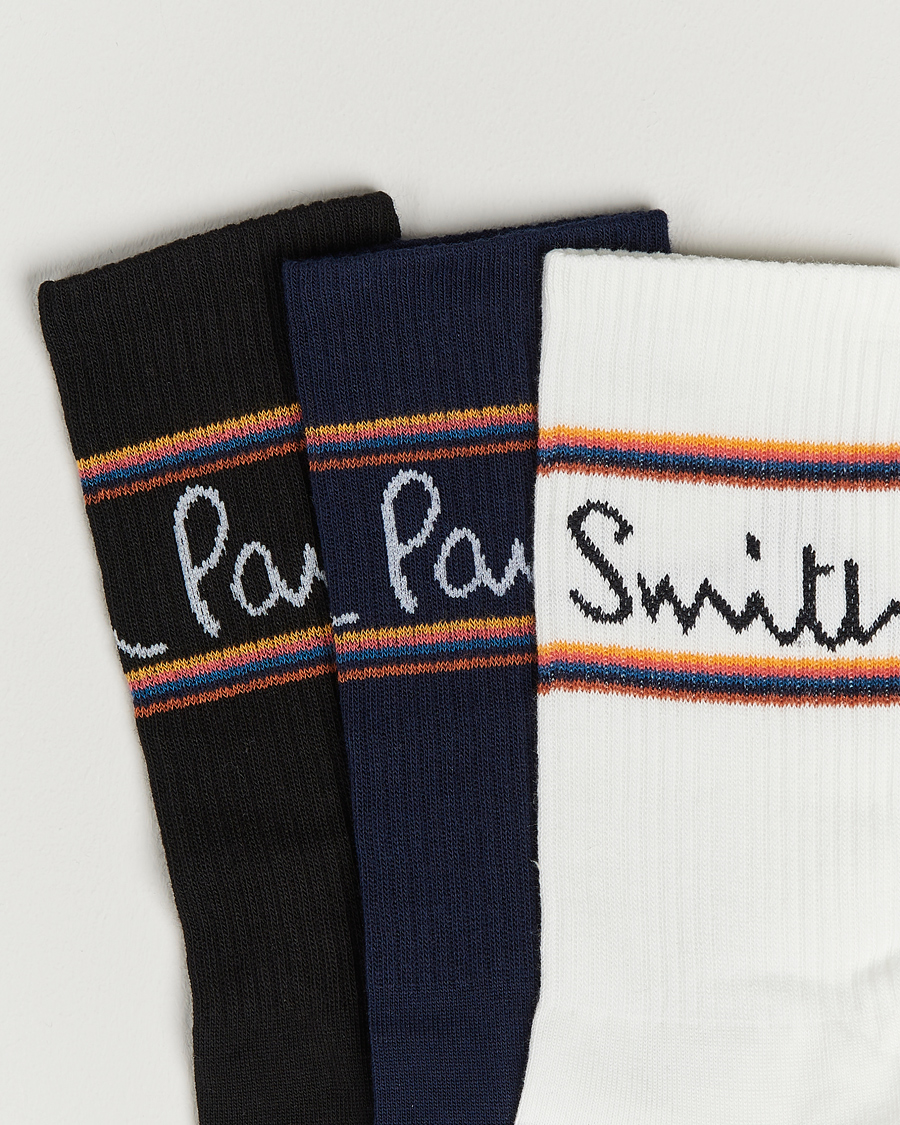 Hombres | Ropa | Paul Smith | 3-Pack Logo Socks Black/White