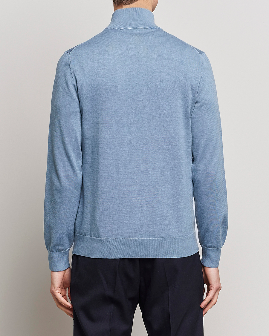 Hombres | Jerséis y prendas de punto | PS Paul Smith | Zebra Organic Cotton Knitted Half Zip Light Blue