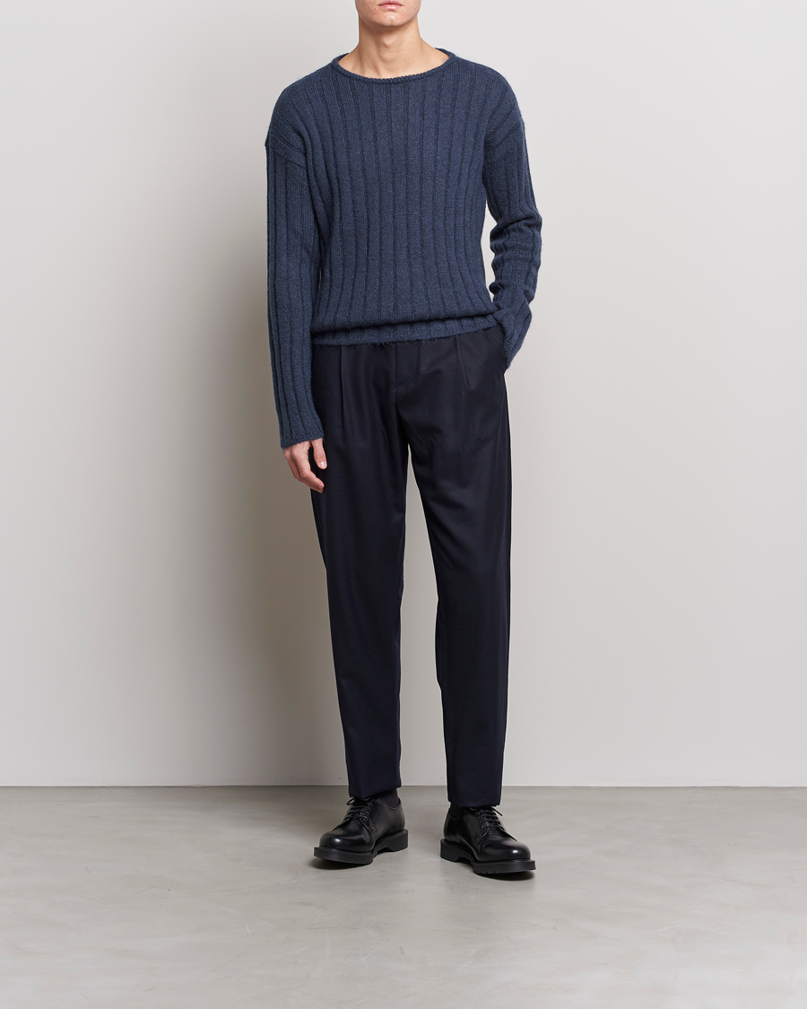 Hombres | Jerséis y prendas de punto | Giorgio Armani | Rib Stitch Mohair Sweater Navy