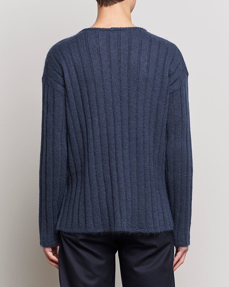 Hombres | Jerséis y prendas de punto | Giorgio Armani | Rib Stitch Mohair Sweater Navy