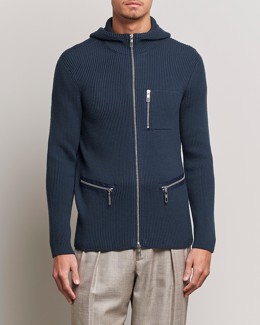 Hombres | Jerséis y prendas de punto | Giorgio Armani | Cardigan Zip Jacket Navy