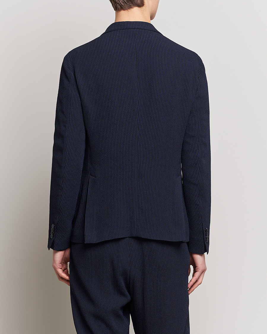 Hombres | Blazers | Giorgio Armani | Double Breasted Seersucker Blazer Navy
