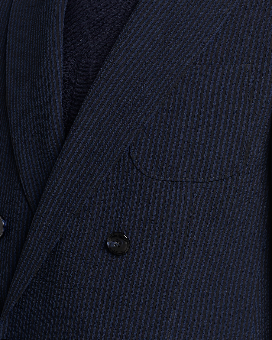 Hombres | Blazers | Giorgio Armani | Double Breasted Seersucker Blazer Navy