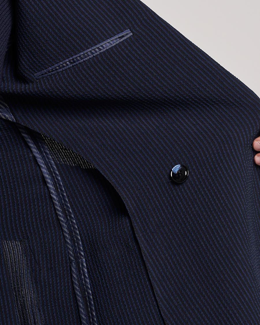Hombres | Blazers | Giorgio Armani | Double Breasted Seersucker Blazer Navy