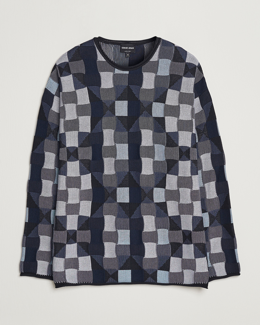 Hombres | Jerséis y prendas de punto | Giorgio Armani | Geometrical Patchwork Sweater Navy/White