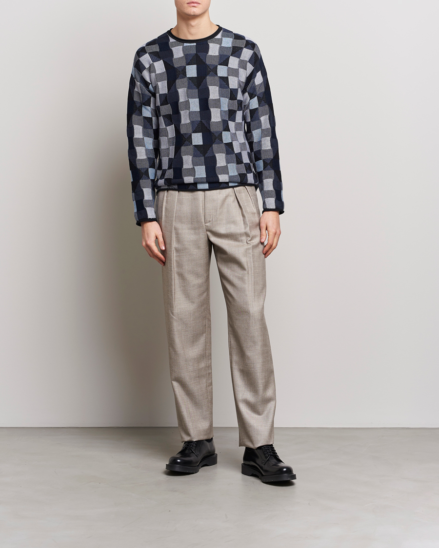 Hombres | Jerséis y prendas de punto | Giorgio Armani | Geometrical Patchwork Sweater Navy/White