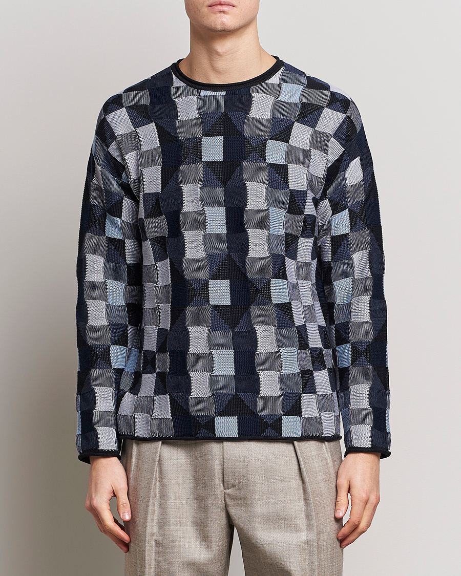 Hombres | Jerséis y prendas de punto | Giorgio Armani | Geometrical Patchwork Sweater Navy/White
