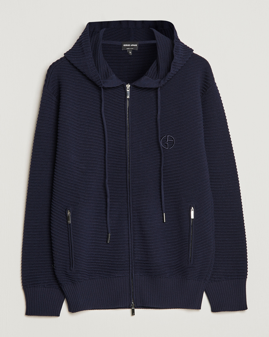 Hombres | Jerséis y prendas de punto | Giorgio Armani | Jacquard Zip Bomber Navy