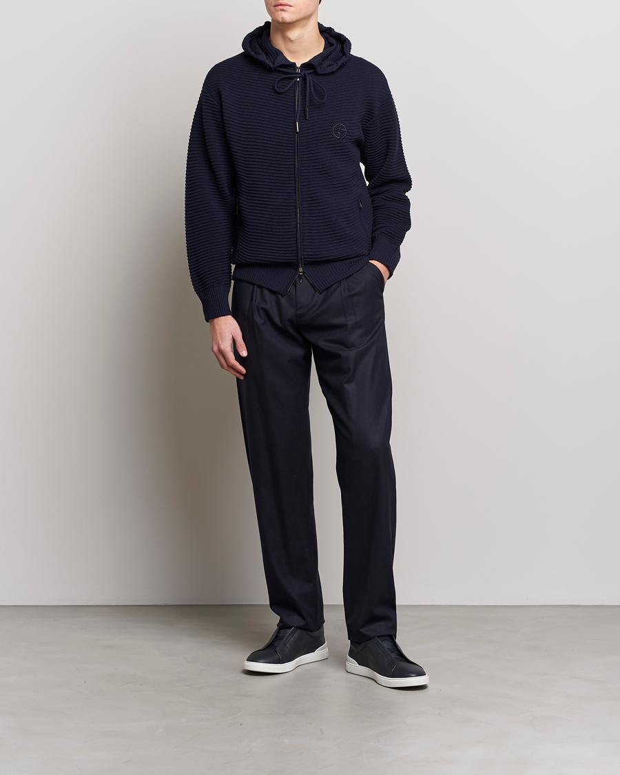 Hombres | Jerséis y prendas de punto | Giorgio Armani | Jacquard Zip Bomber Navy