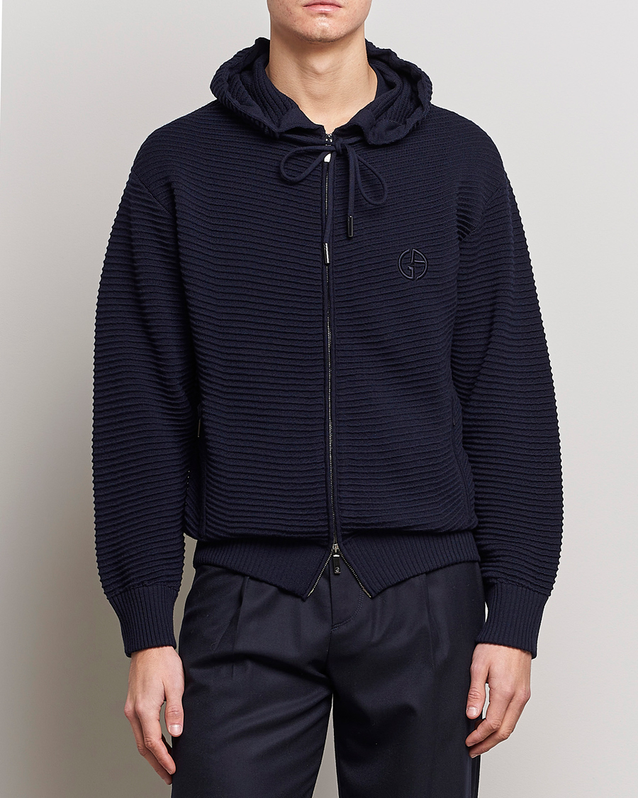 Hombres | Jerséis y prendas de punto | Giorgio Armani | Jacquard Zip Bomber Navy
