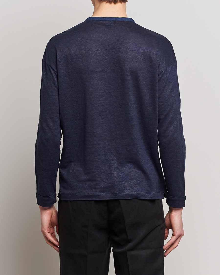 Hombres | Jerséis y prendas de punto | Giorgio Armani | Linen Henley Navy