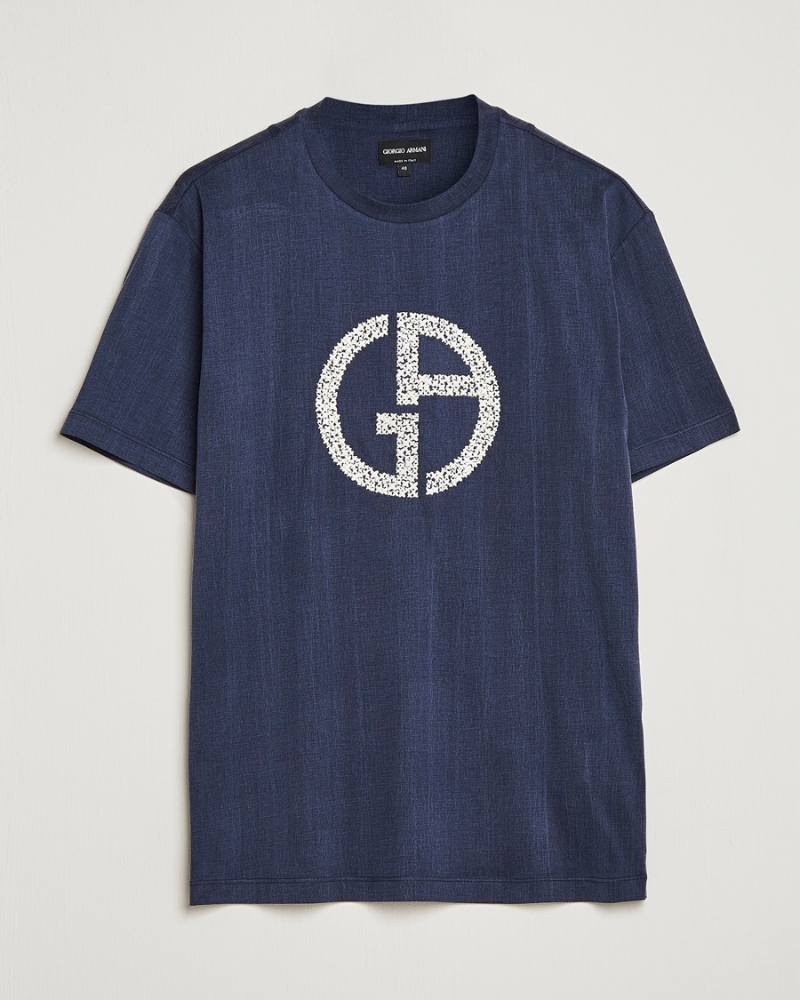 Hombres | Camisetas | Giorgio Armani | Cupro Logo T-Shirt Navy