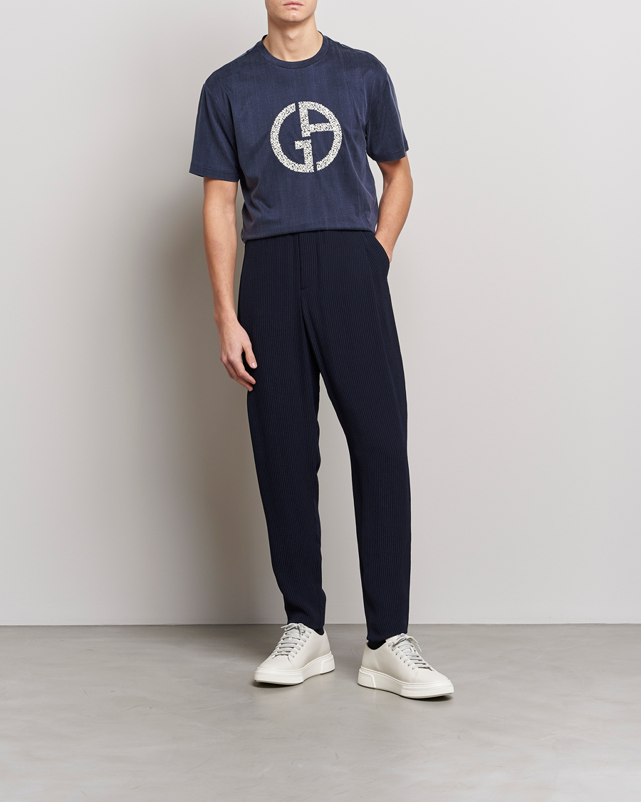 Hombres | Camisetas | Giorgio Armani | Cupro Logo T-Shirt Navy