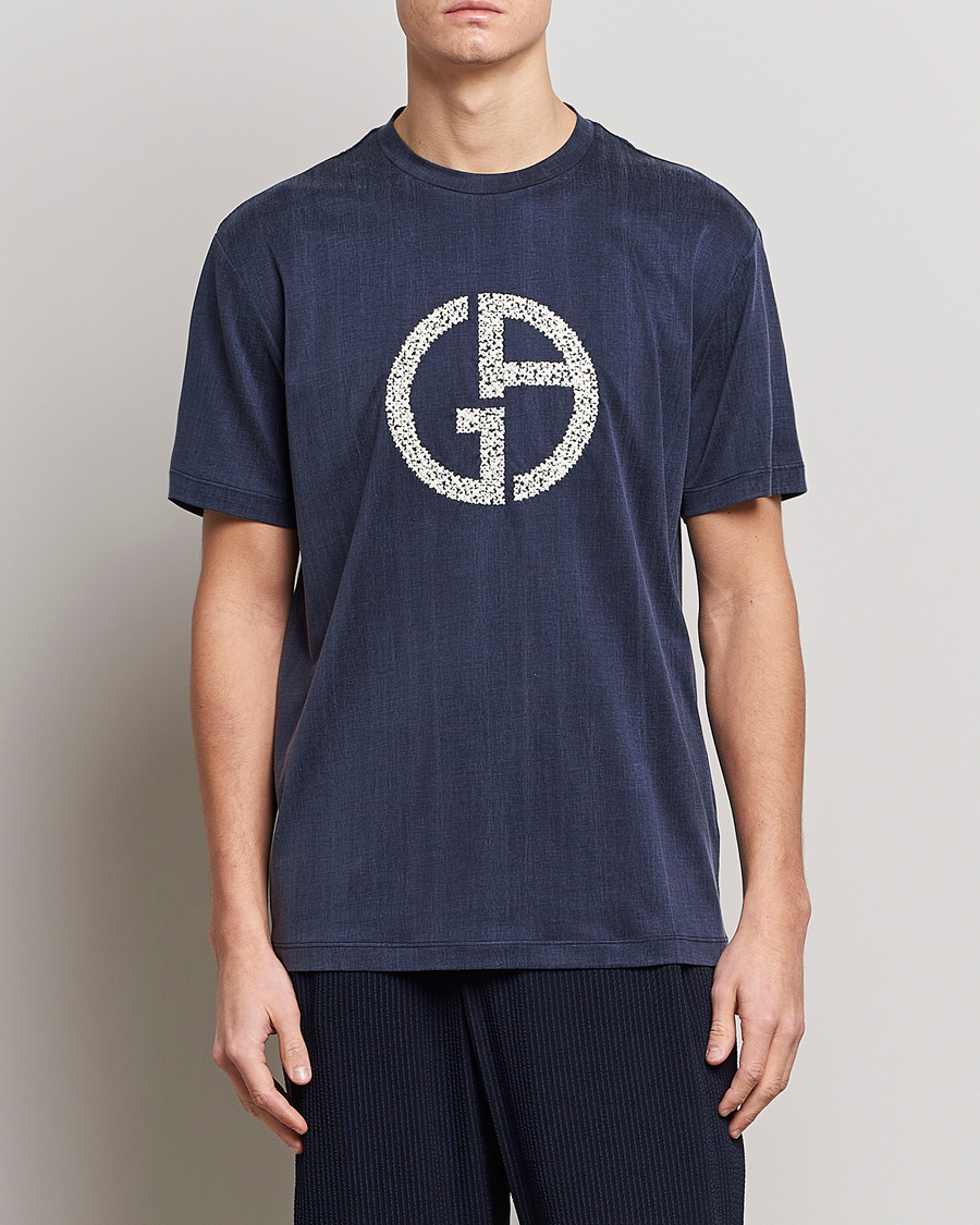 Hombres | Camisetas | Giorgio Armani | Cupro Logo T-Shirt Navy