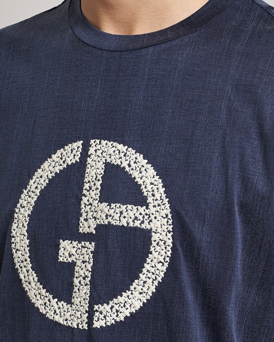 Hombres | Camisetas | Giorgio Armani | Cupro Logo T-Shirt Navy