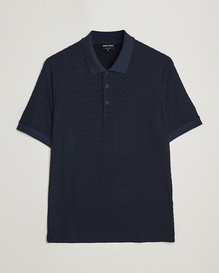 Hombres | Polos | Giorgio Armani | Jacquard Short Sleeve Polo Navy