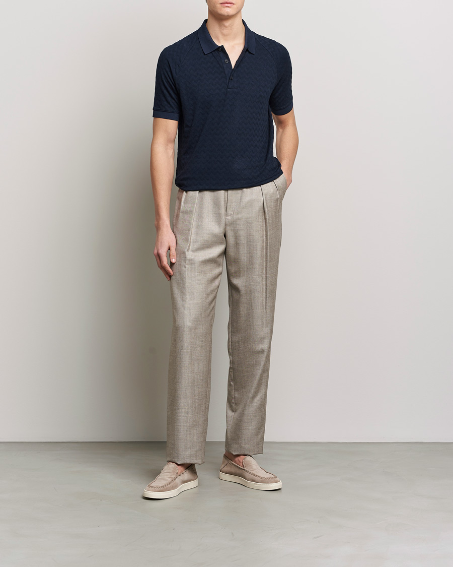 Hombres | Polos | Giorgio Armani | Jacquard Short Sleeve Polo Navy