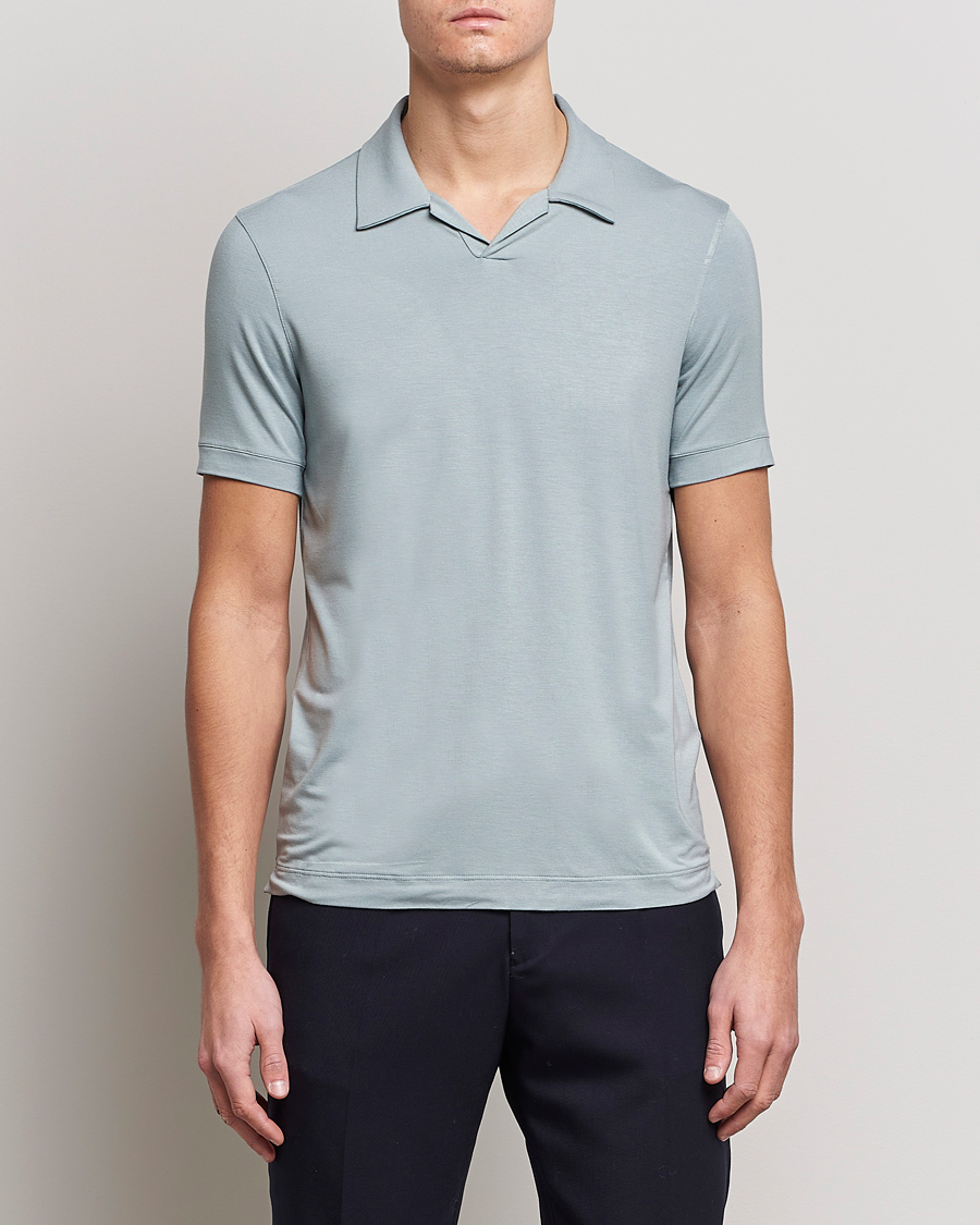 Hombres | Polos | Giorgio Armani | Short Sleeve Stretch Polo Light Grey
