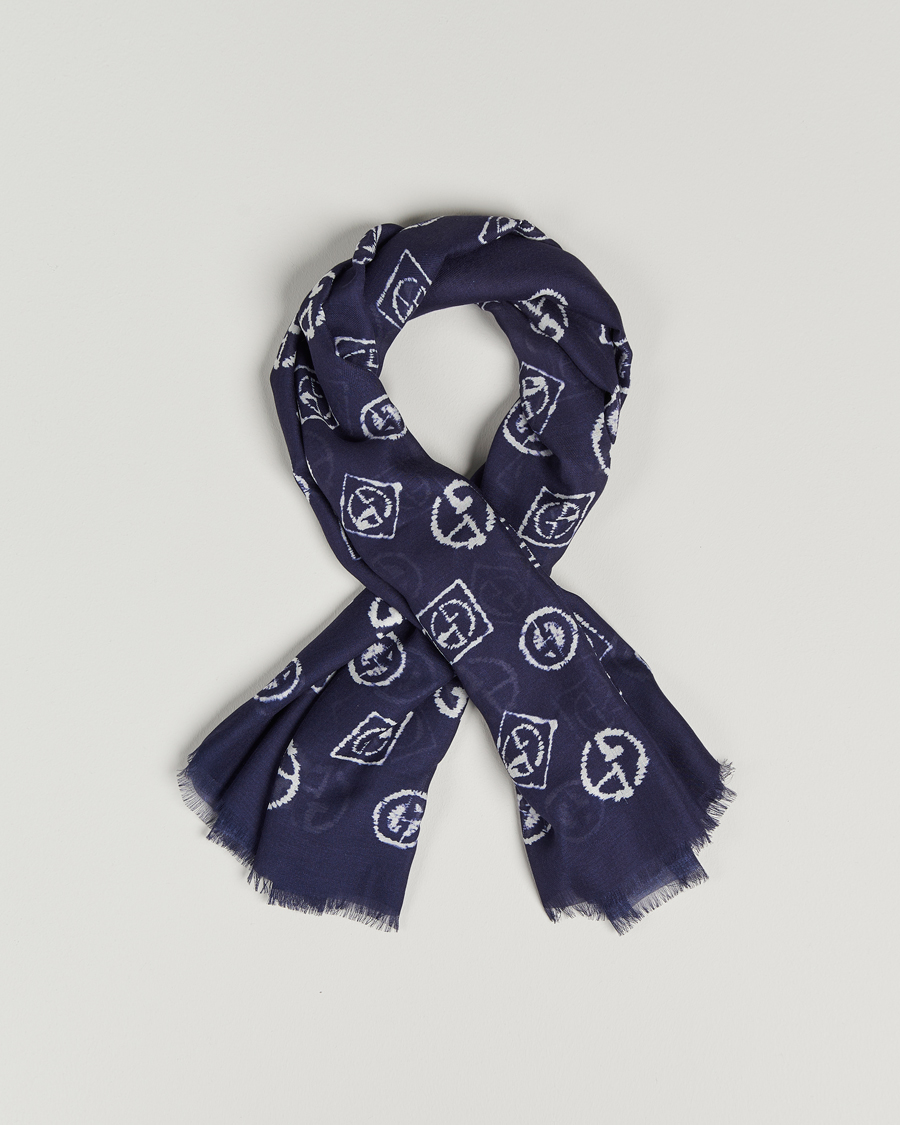 Hombres | Giorgio Armani Woven Logo Scarf Navy | Giorgio Armani | Woven Logo Scarf Navy