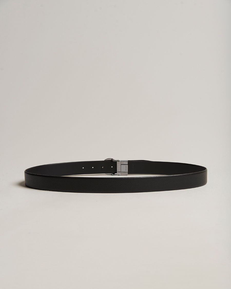 Hombres | Giorgio Armani Reversible Leather Belt Black | Giorgio Armani | Reversible Leather Belt Black