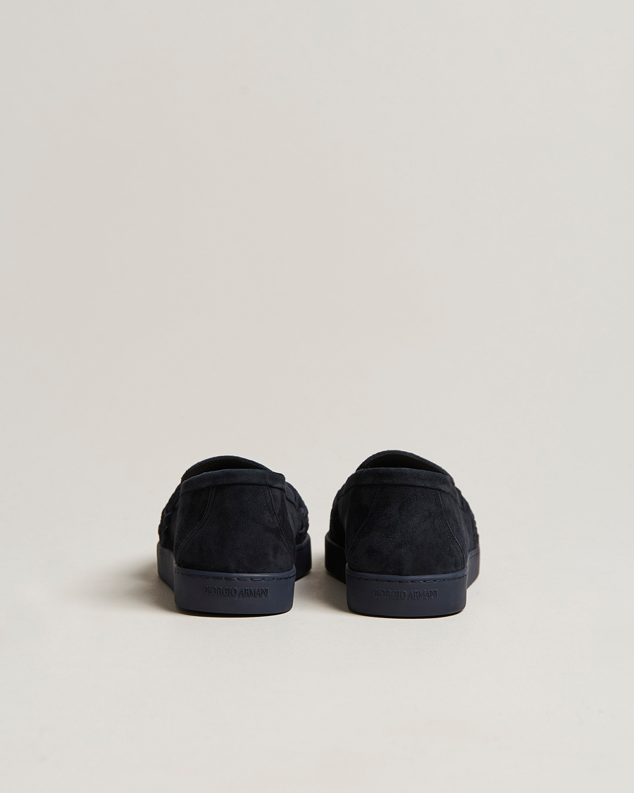 Hombres | Giorgio Armani Suede Intrecci Loafers Navy | Giorgio Armani | Suede Intrecci Loafers Navy