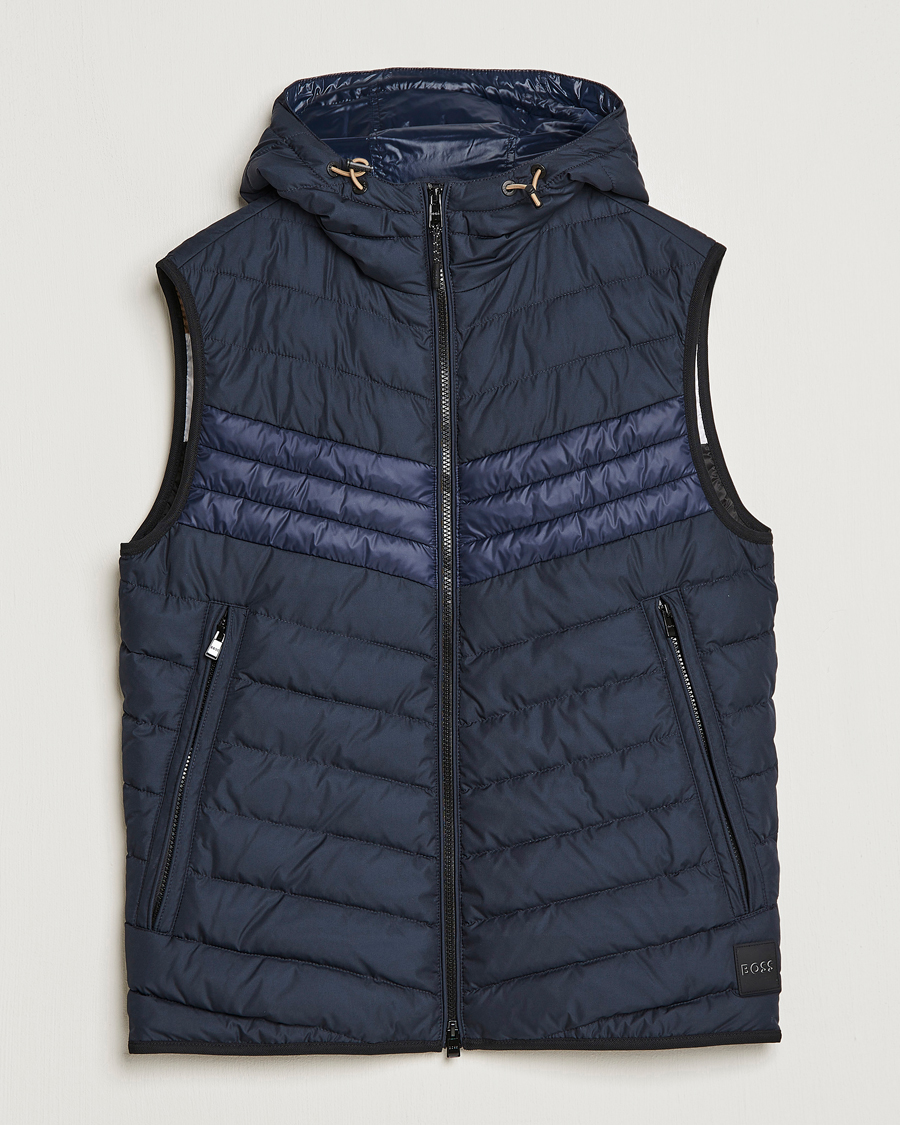 Hombres | Chalecos | BOSS BLACK | Coviltra Down Hooded Vest Dark Blue