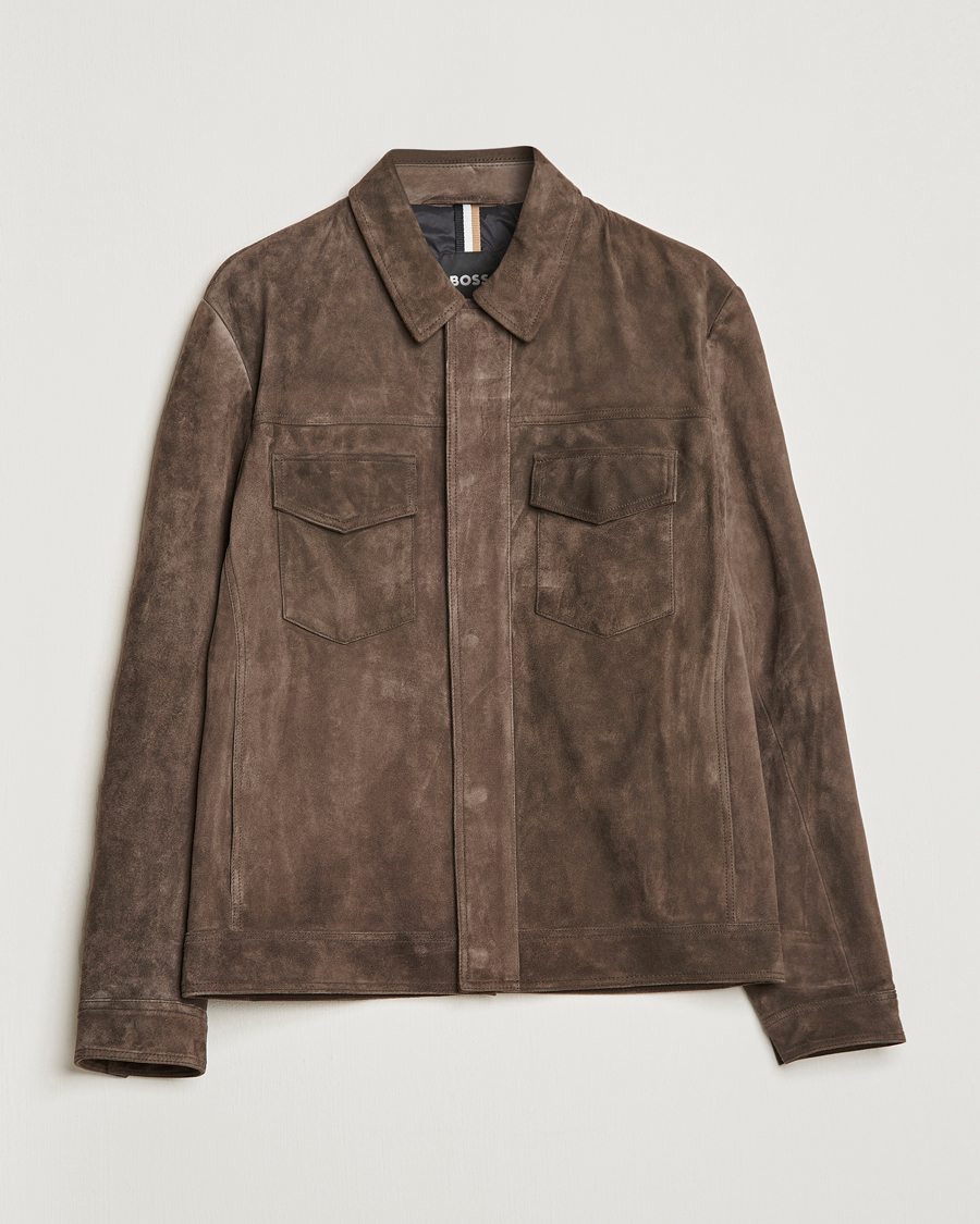 Hombres | Abrigos y chaquetas | BOSS BLACK | Mucker Suede Jacket Dark Grey