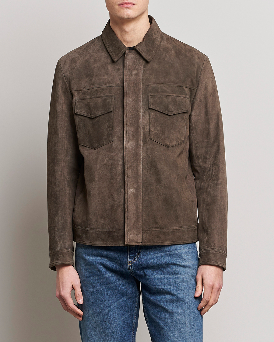 Hombres | Abrigos y chaquetas | BOSS BLACK | Mucker Suede Jacket Dark Grey