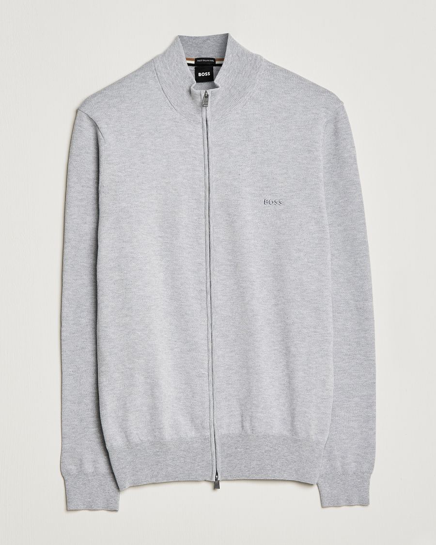 Hombres | Jerséis y prendas de punto | BOSS BLACK | Palano Knitted Full-Zip Silver