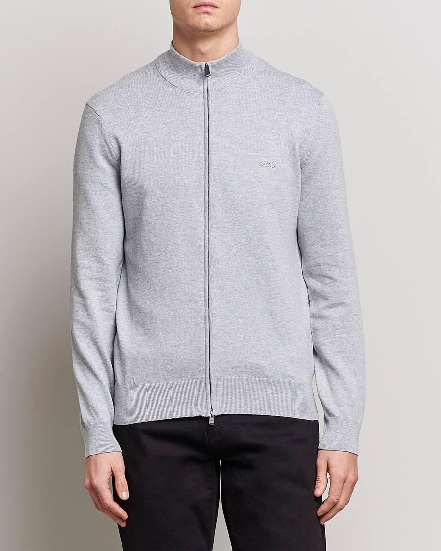 Hombres | Jerséis y prendas de punto | BOSS BLACK | Palano Knitted Full-Zip Silver